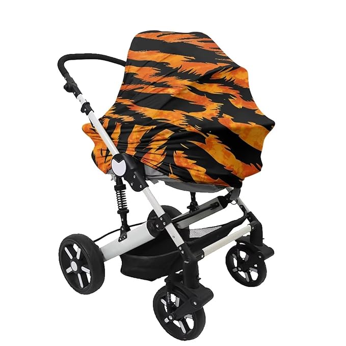 Forchrinse Tiger Stripes Baby Car Seat Canopy for Boys Girls Car Seat Cover Soft Nursing Breastfeeding Cover for Mom
