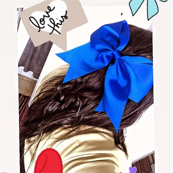 Pack of 2 Royal Blue Jumbo Cheer Bow Hair Clips for School Girls Cheerleader Bows 8'' Dancing Softball Basketball Cheerleading Team Hair Accessories