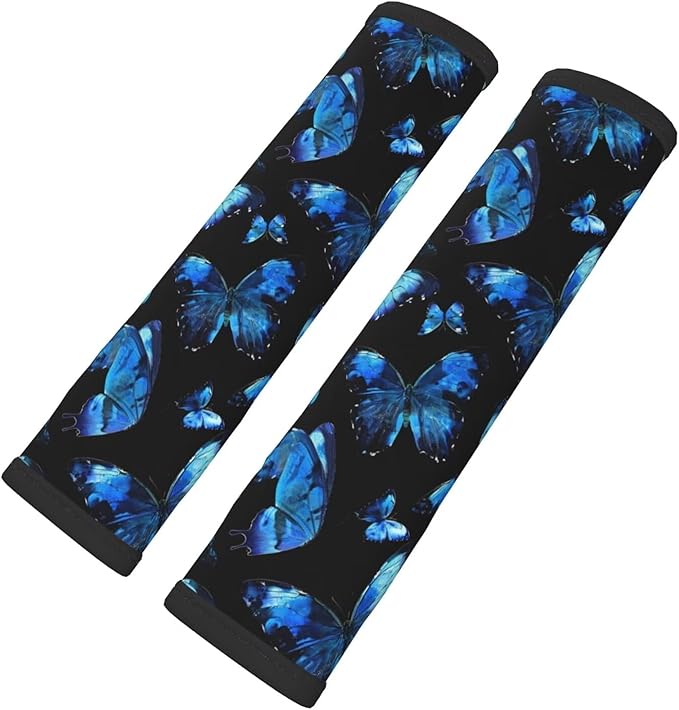 2PCS Car Seat Belt Cover Cushion Butterfly Seatbelt Shoulder Blue Butterflies Soft Car Seat Belt Strap Cushion Protect Your Neck and Shoulder Car Accessories Seat Belt Pad for Car Truck Vans