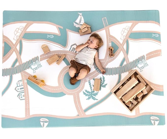 The Shwally PlayMat - Soft Baby Play Mat - Reversible Foam Floor Mat - Waterproof, Wipe-Clean, Durable, Non-Toxic and Hypoallergenic - Large (6.5' X 4.5') (Blush)