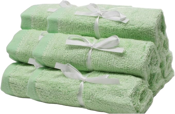 BY LORA Soft Face Cloths for Newborn, Absorbent Bath Face Towels, Baby Wipes, Burp Cloths or Face Towels, 6-Pack, Green
