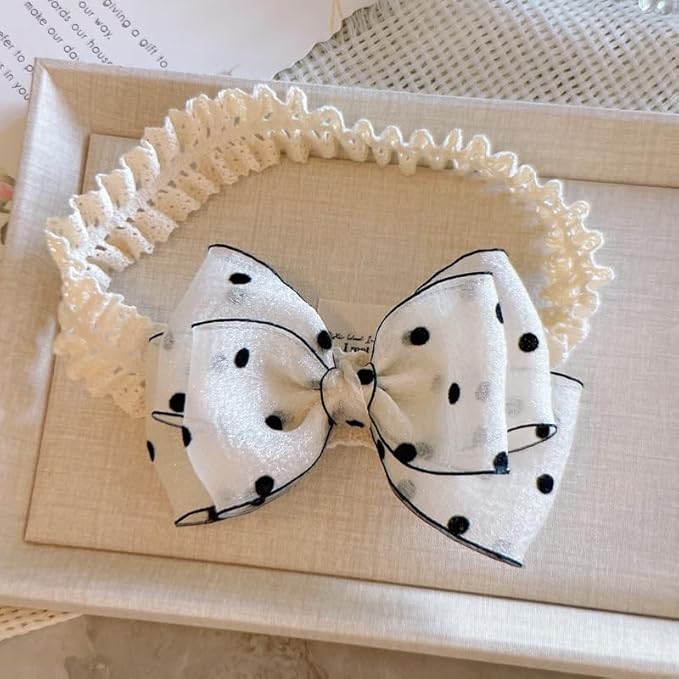 Handmade Baby Girl Headbands in Beige Baby Bows and Floral Lace Headband Bows for Newborns and Toddlers Cute Baby Girl Bows and Newborn Headband Bows
