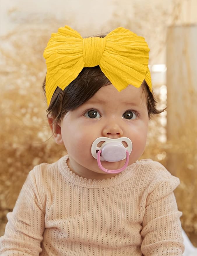 Rust Nylon Baby Headbands Bows, Stretchy Gray Infant Headband Bows for Baby Girls Head Wraps Newborn Toddler Unisex (03H-11)