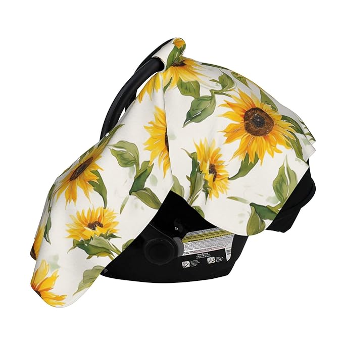 Spring Sunflowers Car Seat Canopy Cover, Universal Fit for Infant Car Seats,Breathable,Multi-Use Nursing Cover, Gift Ready
