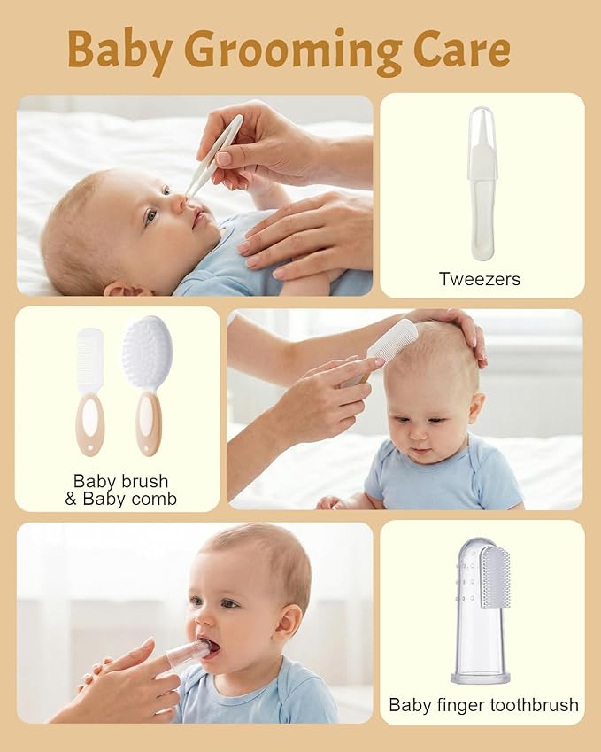 Lictin Baby Healthcare and Grooming Kit, 26 in 1 Rechargeable Baby Nail Trimmer Electric Set,Safe Baby Nail File with Auto Light, Newborn Baby Safety Care Set for Newborn Infant Toddlers Boys Girls