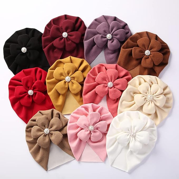 Newborn Babies Headwrap Hat Infant Toddler Cotton Soft Cute Nursery Beanie Headbands Top Bowknot Cap