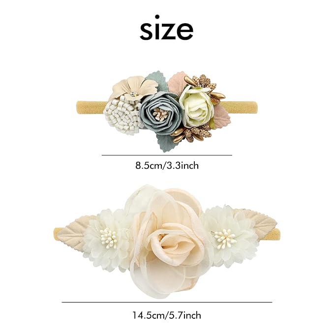 Cinaci 5 Pack Delicate Floral Flower Nylon Headbands Hair Bands Accessories for Baby Girls Newborns Infants Toddlers Kids (5 Pack S5)