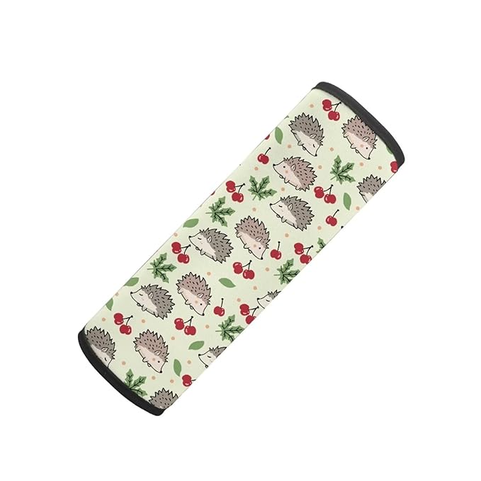 Biyejit Hedgehog Cherry Print Car Seat Strap Covers for Baby Kids, Anti-Slip Seat Belt Covers Strap Pads Cushion for Boy Girl, Protect Neck and Shoulder for Stroller, 2 Pack