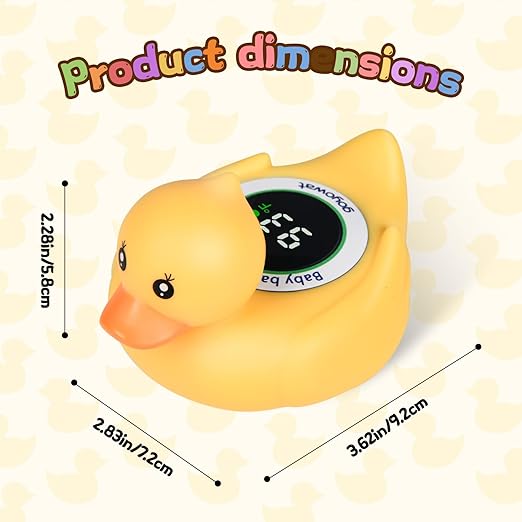 Baby Bath Thermometer Duck Toy - Floating Digital Water Temperature Monitor with LED Display & Color Alerts for Infants Newborns, Cute Bathtub Sensor & Safe Bath Time Essential