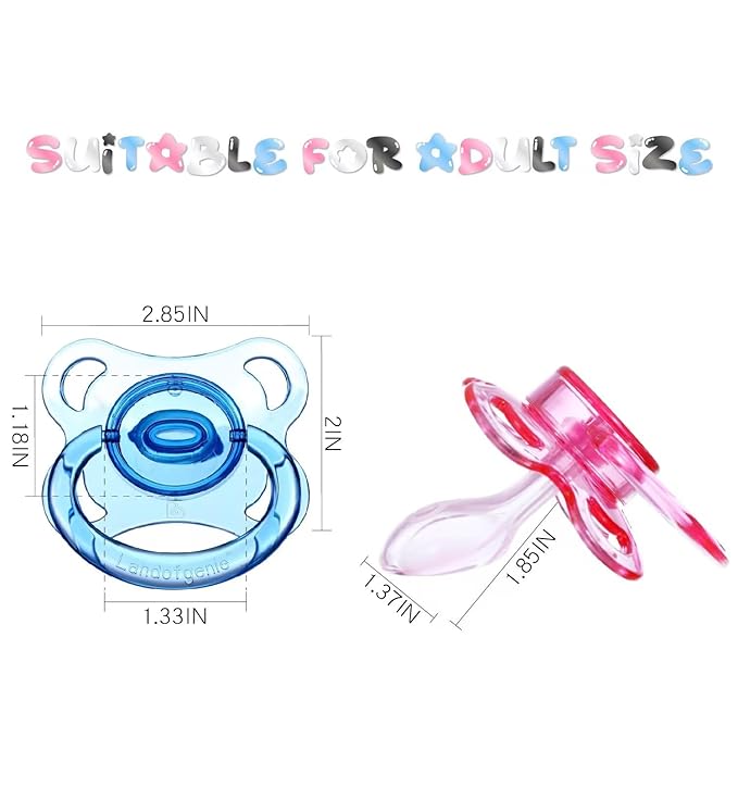 Landofgenie Large Shield Adult Size Pacifiers Set Moon Shape Transparent Design Pacifier Pink