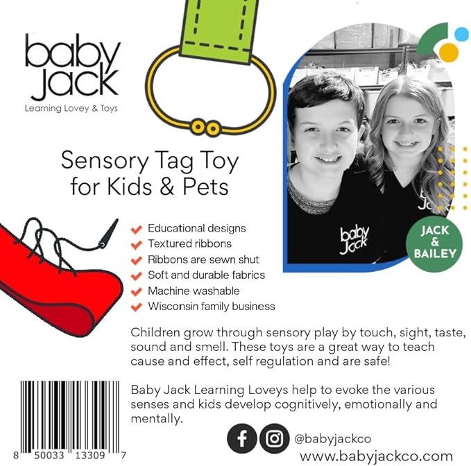 The Learning Lovey Boston Celtics Baby Tag Toy, NBA Basketball Sensory Crinkle Toys, Soft & Safe, Ideal Stroller, BPA-Free with Clip, 10" x 10"