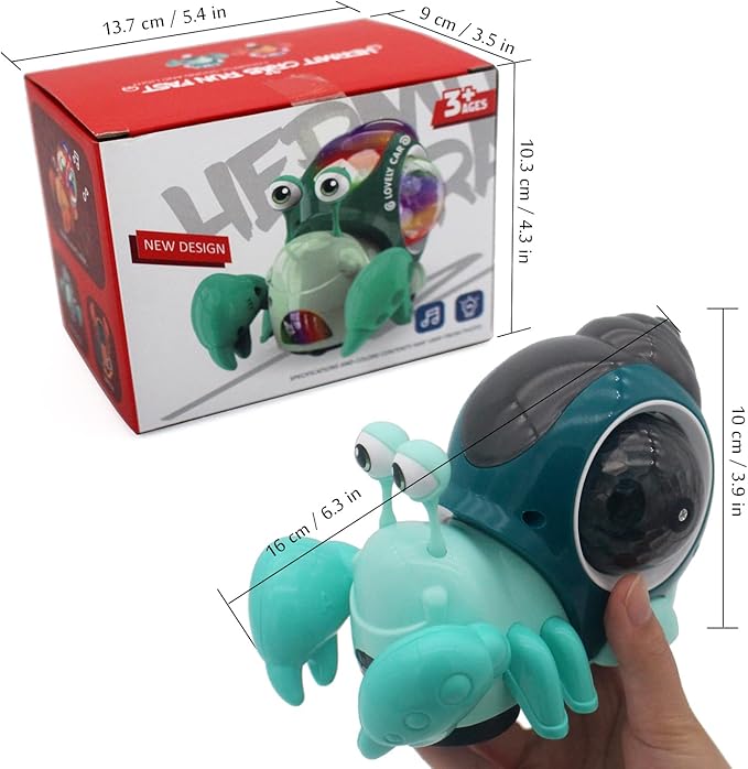 Tipmant Baby Toddler Electric Crab Cute Electronic Animal Vehicle Car Toy Crawl, Play Music, Luminous Light Kids Birthday (Green)