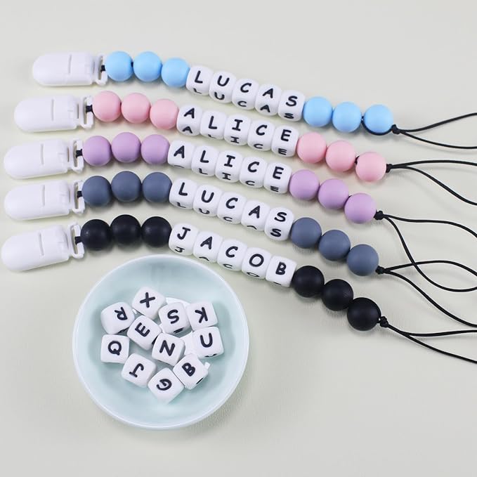 Personalized Pacifier Clip with Name, Customized Pacifier Holder Clip for Baby, Fit All Pacifiers