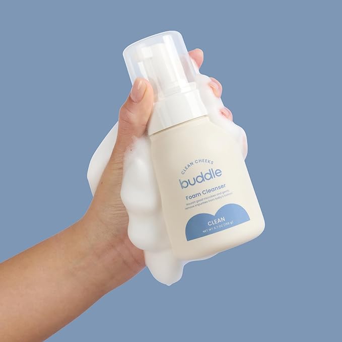 Buddle Clean Cheeks Baby Micellar No-Rinse Foam Cleanser for Diaper Changes, Microbiome Friendly and Gentle for Sensitive Skin, Paraben & Fragrance Free, 6.7oz