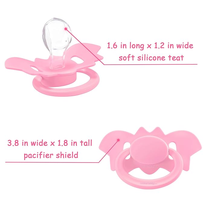LittleForBig Bigshield Generation-II Adult Sized Pacifier - Baby Bat Pacifier Rosy