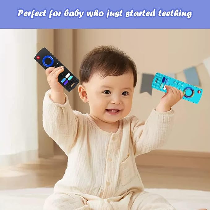 2-Pack Silicone Baby Teething Toys, Silicone Teethers for Babies, Remote Control Shape Teething Toys, Chew Toys for Boys and Girls Teether Early Educational Sensory Toy