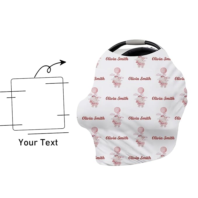 Custom Car Seat Covers for Babies - Breathable Baby Car Seat Cover for Girls Boys, Pink Elephant Print Kick-Proof Newborn Carrier Canopy Stretchy Stroller Cover for 4 Seasons(27"x29")