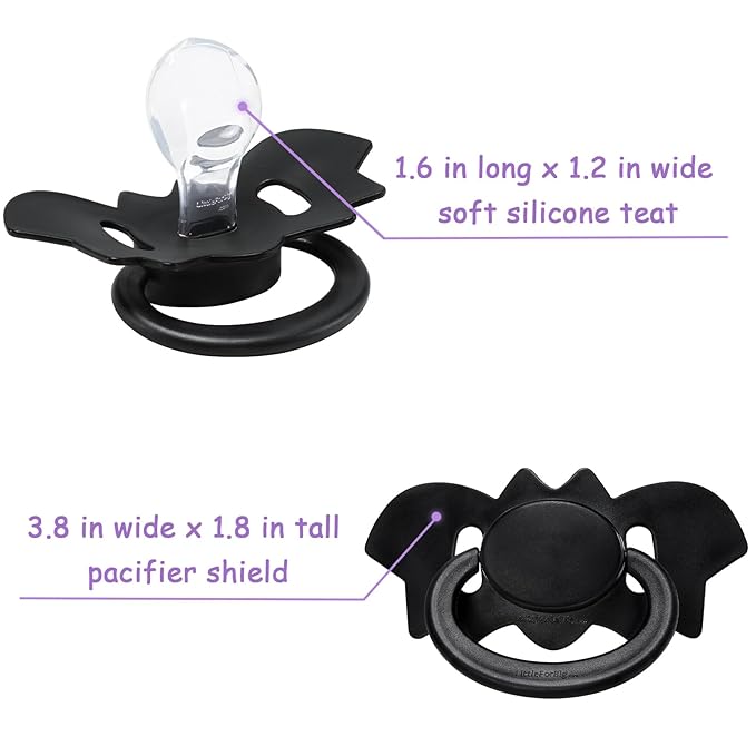 LittleForBig Bigshield Generation-II Adult Sized Pacifier - Baby Bat Pacifier Black