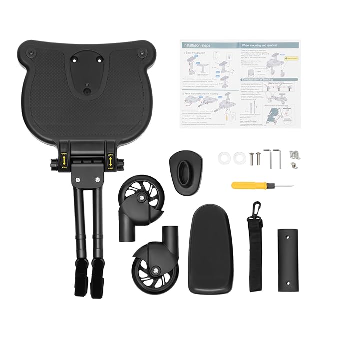 Universal Stroller Ride Board Buggy Wheeled Board Seat Ped, Detachable Seat Stroller Board Fits Most Strollers, Accommodates Children Up to 55 lbs