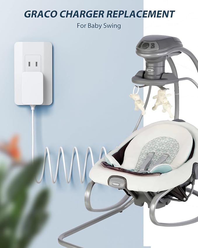 CONMDEX Graco Swing Replacement - Power Cord 6ft, Adapter 5V Charger, White