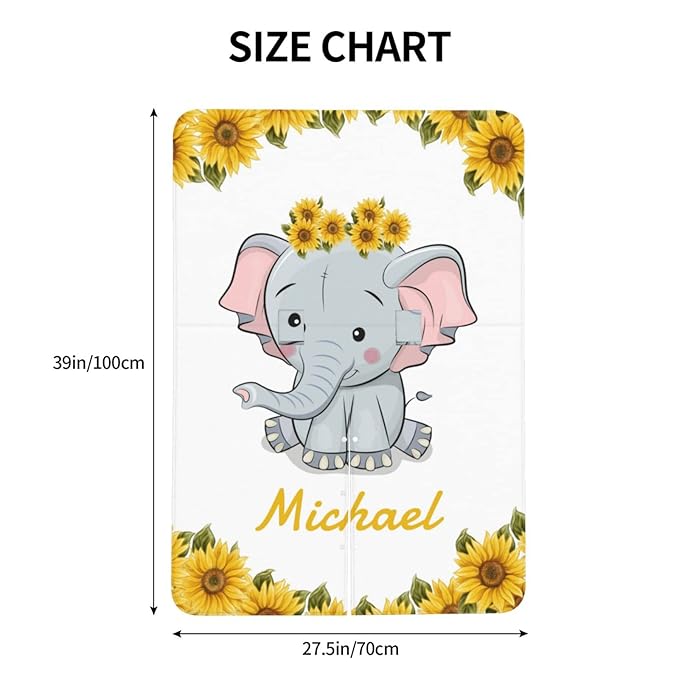 Personalized Elephant and Sunflower Baby Infant Car Seats Canopy for Babies with Name, Custom Multi-use Blankets for Baby Boys Girls, Peekaboo Minky Nursing Stroller Cover Canopies for Newborn