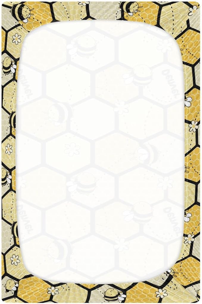 Bumble Bee Personalized Pack 'n Play Sheets - Custom Name, Soft & Breathable, Fitted Sheet for Baby Boys & Girls