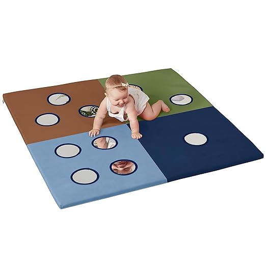 ECR4Kids SoftZone 123 Look at Me Activity Mat, Folding Playmat, Earthtone