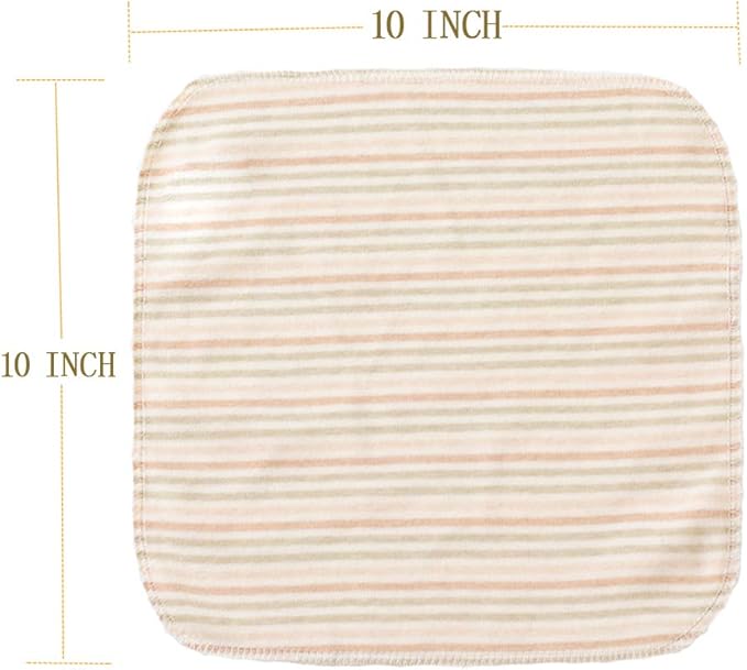 Lion bear 10 Pack Reusable Colored Organics Baby Washcloths, Soft Absorbent Organic Cotton Washable Saliva Towel Face Wipes,Face Towel, Natural Baby Wipes for Sensitive Skin (Multicolor)