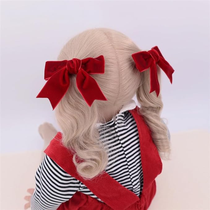 2 Pcs Cute Dark Red Velvet Hair Bow Clips 3" Bowknot Alligator Clip Barrettes Hairpins for Baby Girl Kids Wine Velvet Accessories
