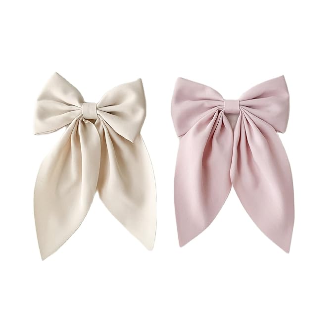 Danyarts 2Pcs Solid Big Ponytail Bow Alligator Hair Clips Duckbill Barrettes Hair Accessories for Baby Girls Toddlers Kids Teens Women