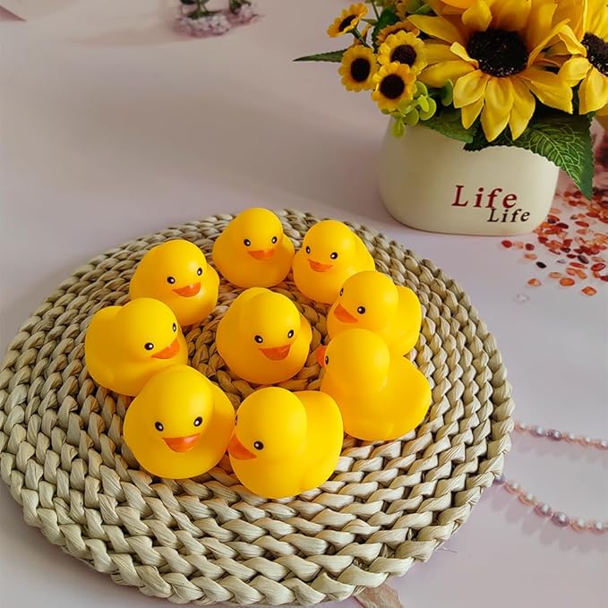 10Pcs No Hole Yellow Rubber Ducks Bath Duck Toys for Toddlers Boys Girls,Mold Free Yellow Ducky in Bulk Mini Ducks Baby Shower Duck Decorations Party Favors