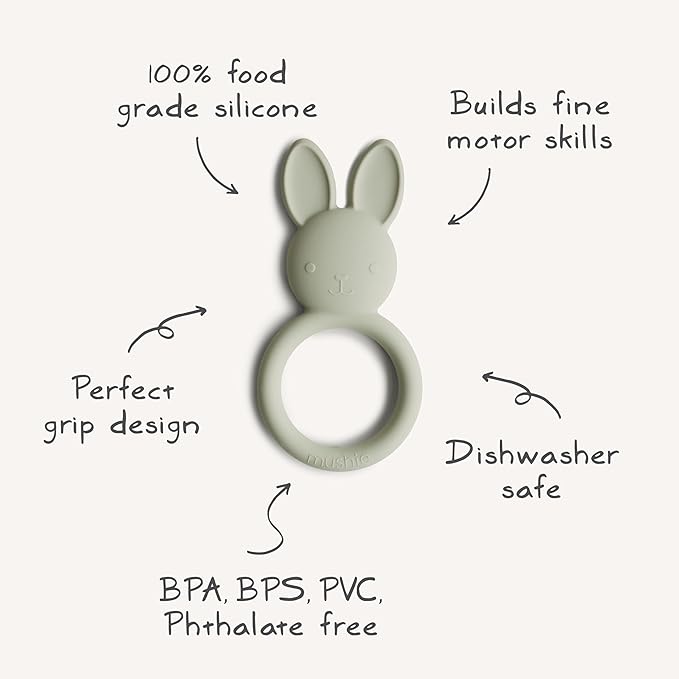 mushie Silicone Baby Teether Toy | Bunny