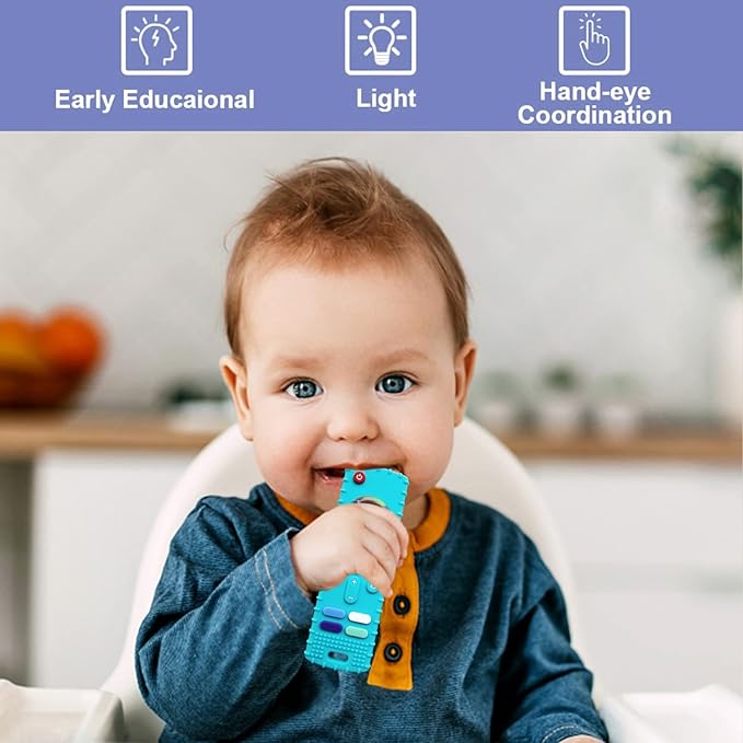 Baby Teething Toys - Silicone Remote Control Shape, Soft Safe Chew Toy for Babies 18+ Months