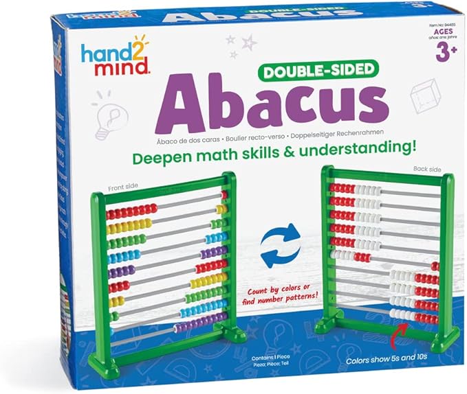 Hand2Mind Double Sided Plastic 100 Bead Abacus, Abacus for Kids Math, Kindergarten Math Manipulatives, Counting Rack, Educational Toys for Elementary Kids (Set of 1)