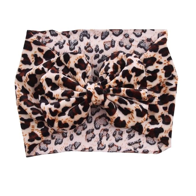 Baby Girls Leopard Headband Bow Headwear Turban Headband for Baby Toddler Wide Hairband Hair Accessories 2 Pack TSFD40