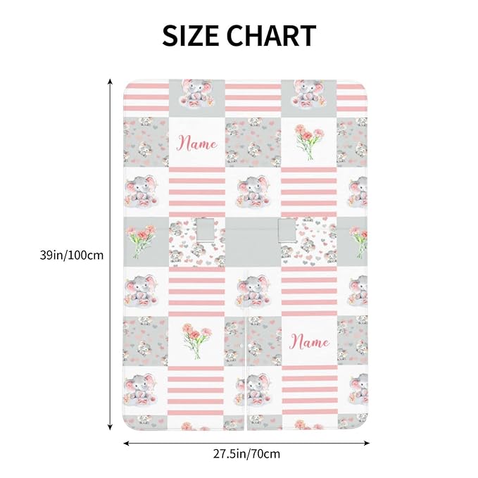 Personalized Floral Elephant Baby Car Seat Canopy for Babies with Name, Custom Patchwork Design Car Seat Covers for Girls, Peekaboo Opening Minky Nursing Cover Infant Car Seat Canopies for Newborn