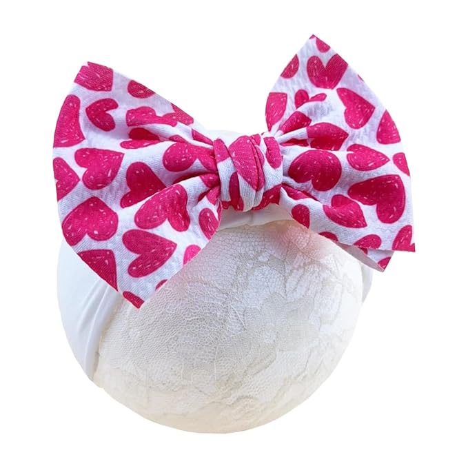 Baby Nylon Headbands Valentine's Day Baby Bows Stretchy Red Headbands for Newborns Infant Cute Hair Accessories (Y15, FZ)