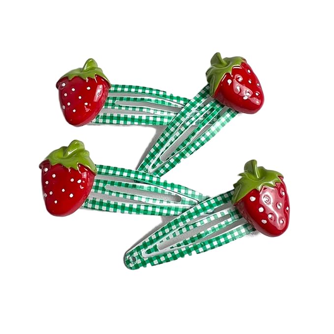 Strawberry Snap Clips Baby Girls Fruit Hair Bow Clips Strawberry Hair Ring Tie BBW24 (Set-G)