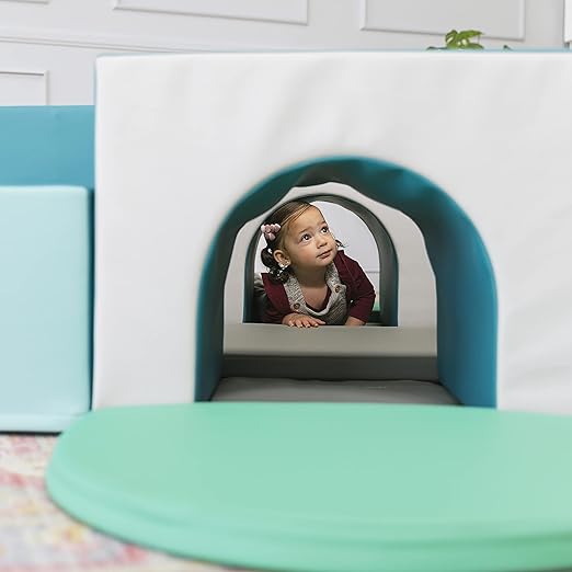 ECR4Kids SoftZone Four Tunnel Maze 360 Degree Climber, Toddler Playset, Contemporary, 15-Piece