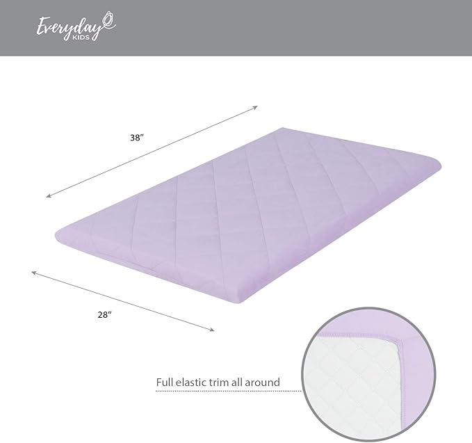 Pastel Lavender Purple Pack n Play Quilted Mattress Sheet – Ultra-Soft, Comfortable Portable Crib Mattress Sheet for Baby Girls; Playpen Mattress or Mini Crib Fitted Sheet with Quilted Top