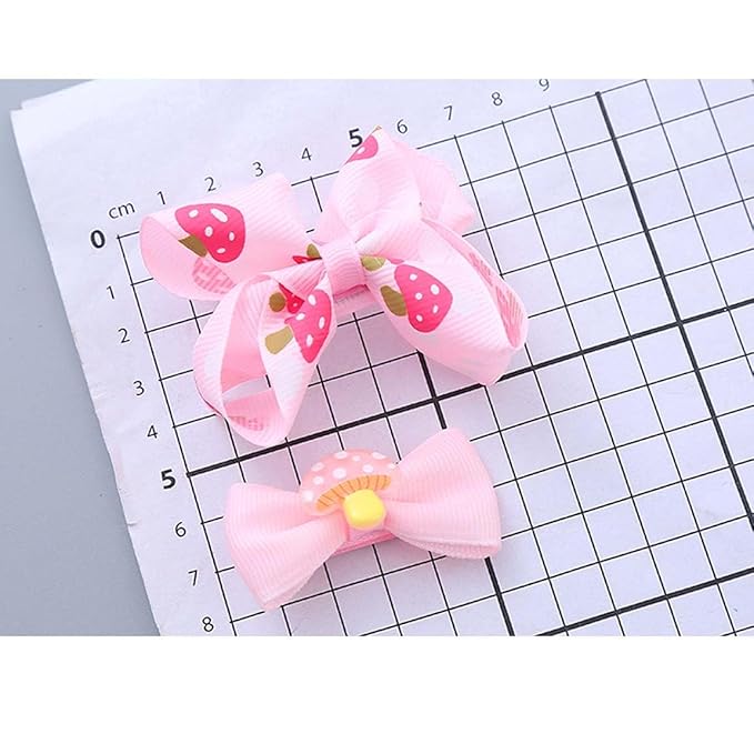 Baby Girls Pink Strawberry Hair Bow Clip Alligator Red Bow Hair Clip for Toddlers Little Girls Kids 2 Pack ZFJ42 (4pcs Pink Set)