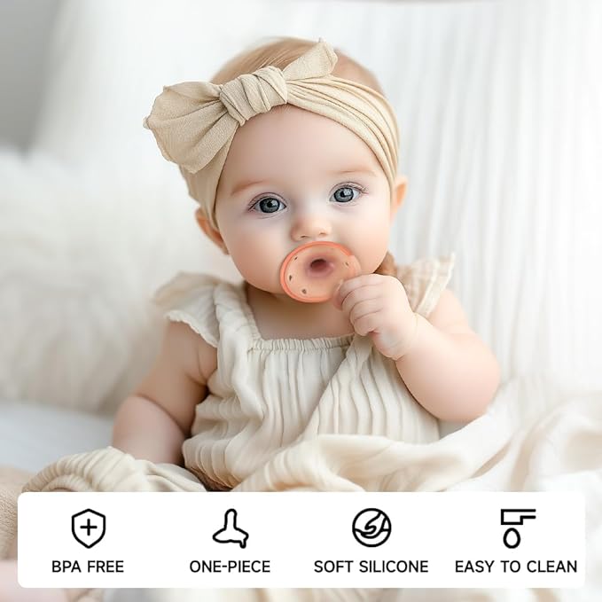 Garkoko Baby Pacifiers 0-6 Month, Breast Like Shape Soft Silicone Newborn Pacifiers 0-3 Months with Large Air Holes, BPA-Free, 5pcs