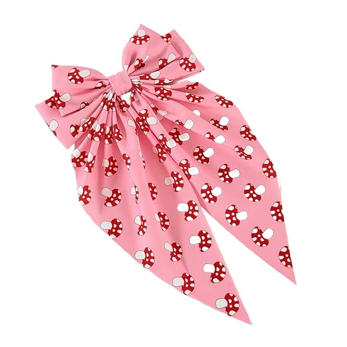 Kids Girls Mushroom Hair Clips Bow Mushroom Pattern Hair Pin Kids Girls Mushroom Print Hairclips BBW03 (Bow-B2)