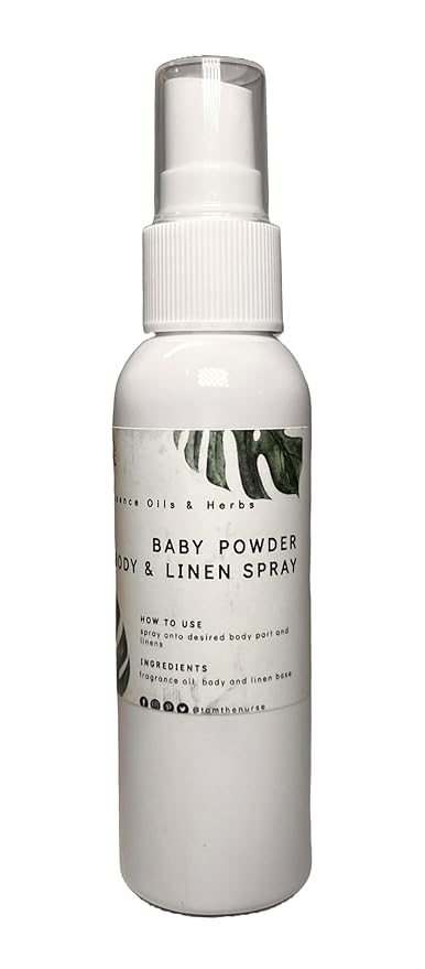 Baby Powder Body and Linen Spray - Fresh Clean Scent, Potent Fragrance,Hand Blended, 2oz.