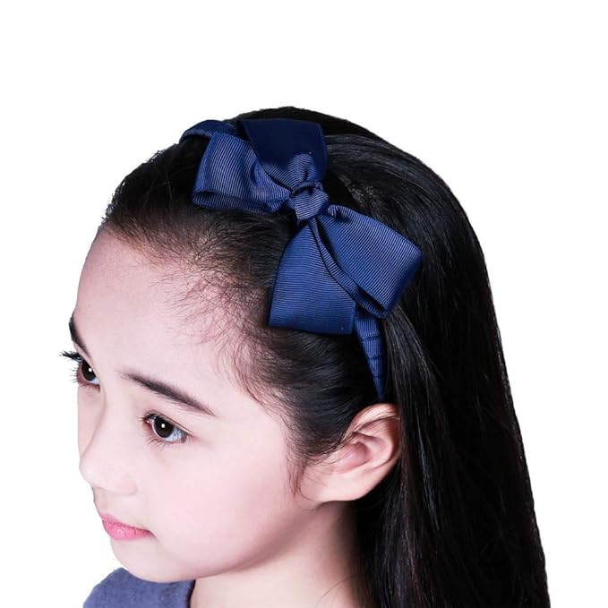 7Rainbows Fashion Cute Navy Blue Bow Headband Back to School Headbands for Girls Toddlers.