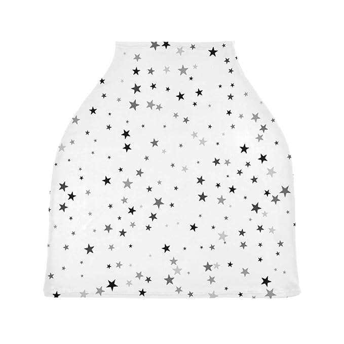 Monochromatic Black and White Stars Scandinavian Style Stretchy Baby Car Seat Cover Infant Canopy Nursing Covers Breastfeeding Cover Breathable Windproof Winter Scarf for Boys Girls