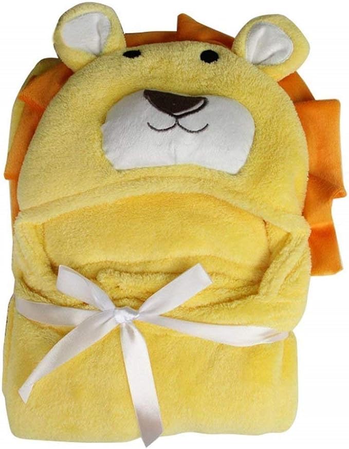 Vauwmsr Baby Hooded Blanket Ultra Soft Warm Newborn Infant Swaddle Wrap Bath Shower Towel, 25.6" x 39.4", Yellow