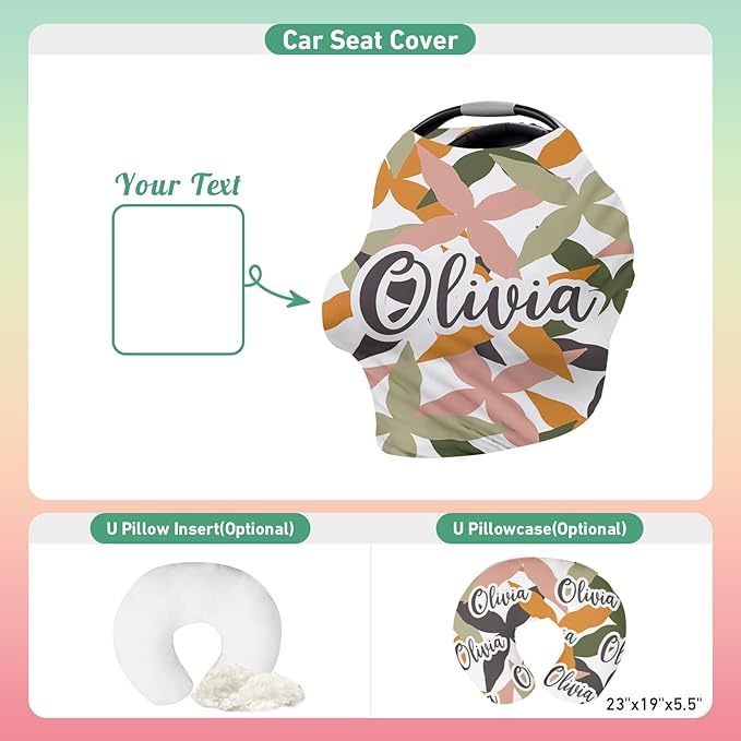 Personalised Car Seat Cover for Babies - Multi-use Carseat Canopy Cover with Name, Car Seat Covers, Christmas Birthday Gifts for Infant Boys and Girls