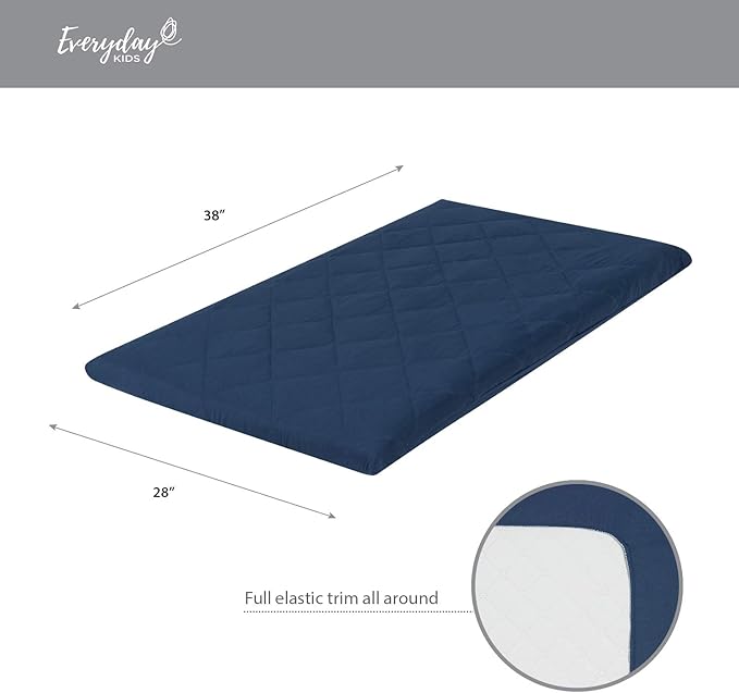Dark Navy Blue Pack n Play Quilted Mattress Sheet Ultra-Soft, Comfortable Portable Crib Mattress Sheet for Baby Boys; Playpen or Mini Crib Fitted Sheet with Quilted Top