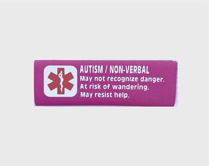 Carseat Harness Autism Non-Verbal 6 inch Medical Alert Emergency Strap Cover (Pink)